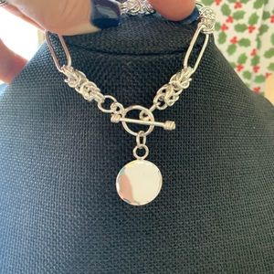 925  Silver Link Bracelet with Engravable disc.